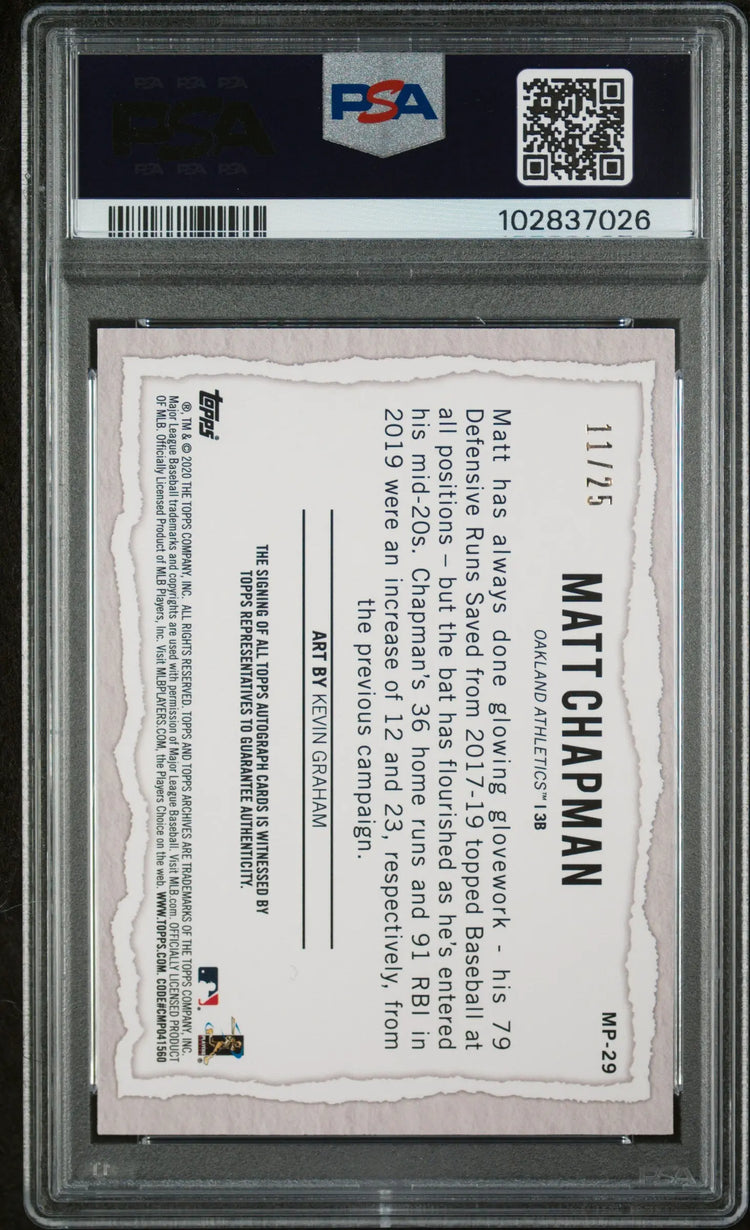 2020 Topps Gallery Modern Artists Matt Chapman Auto Autograph PSA 9 /25 