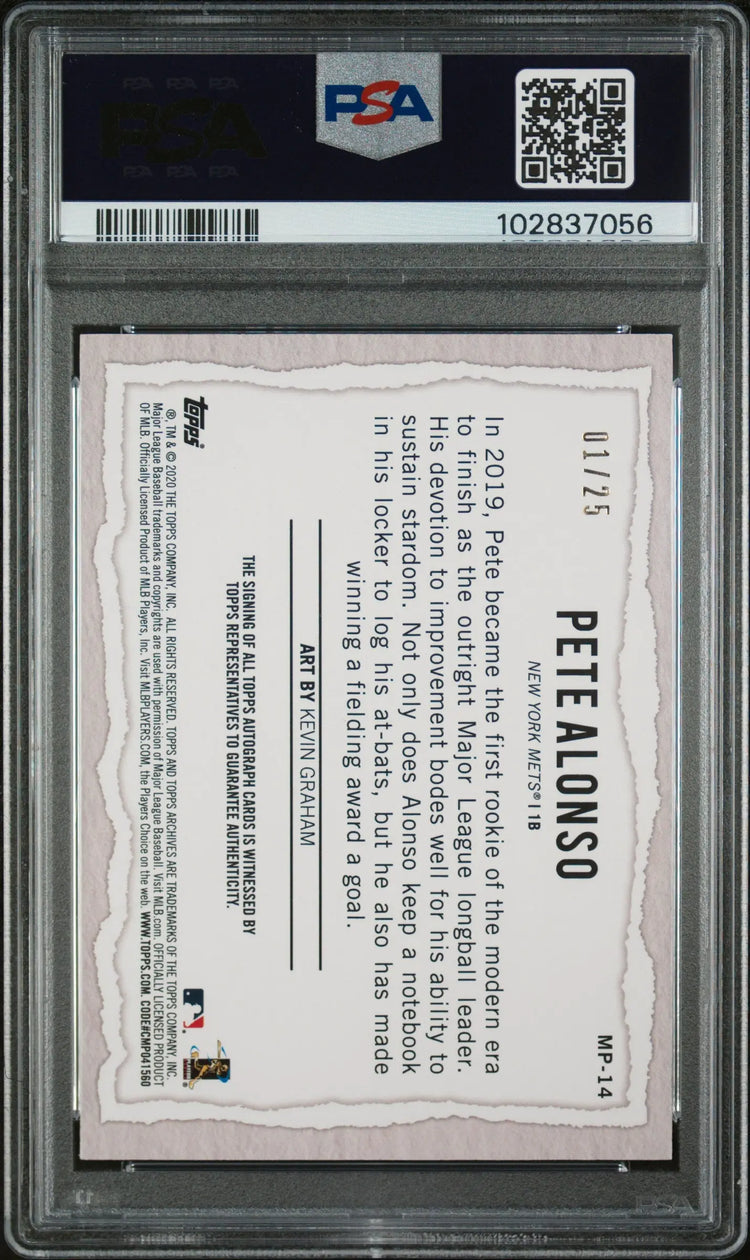 2020 Topps Gallery Modern Artists Pete Alonso Autograph PSA 9 1/25 