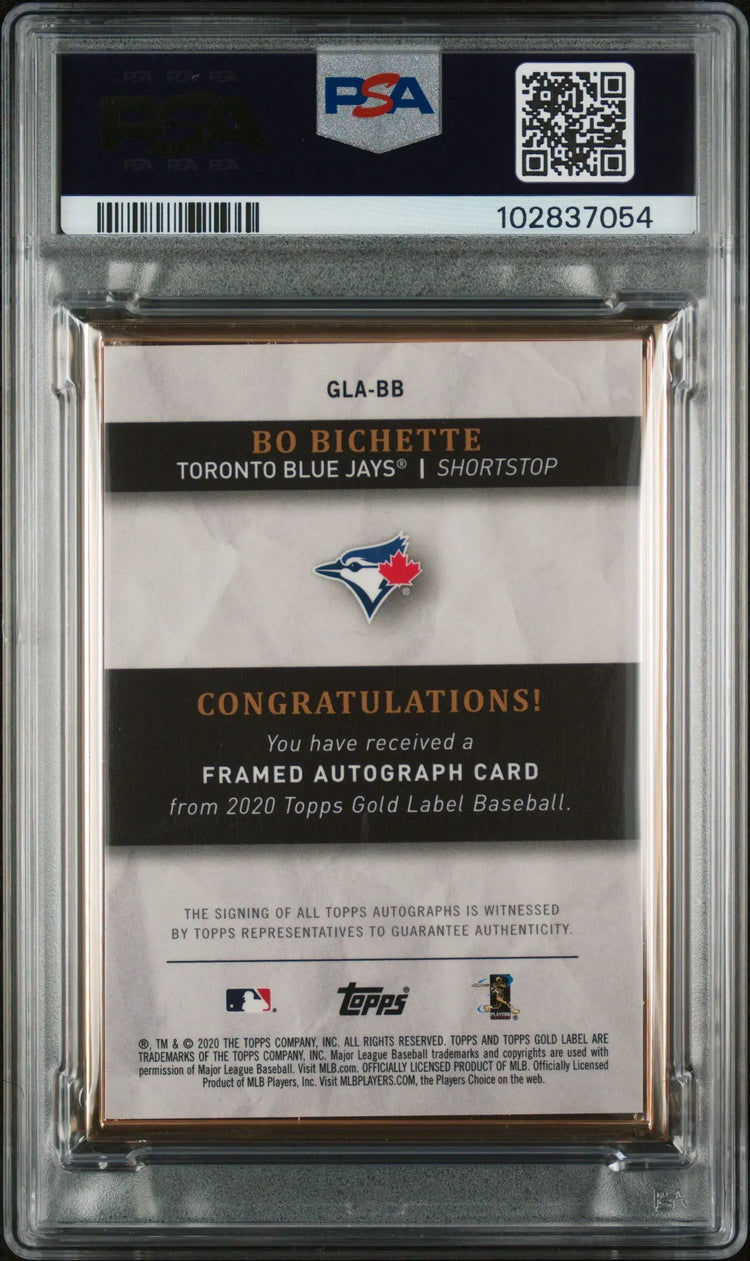 2020 Topps Gold Label Bo Bichette RC Gold Framed Auto Autograph PSA 9 