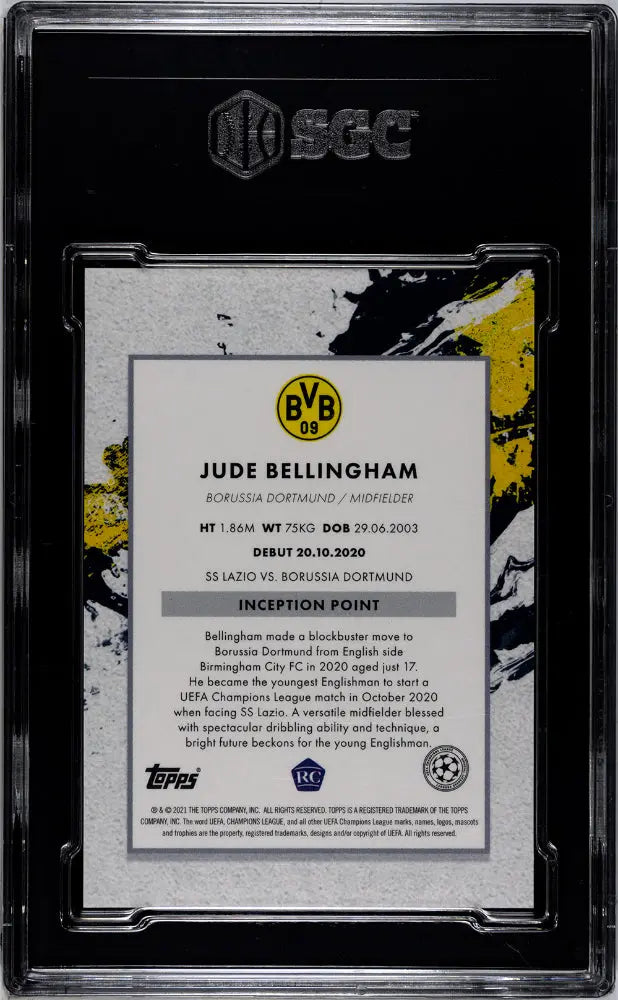 2020 Topps Inception Champions League Jude Bellingham Emerging Stars SGC 10 