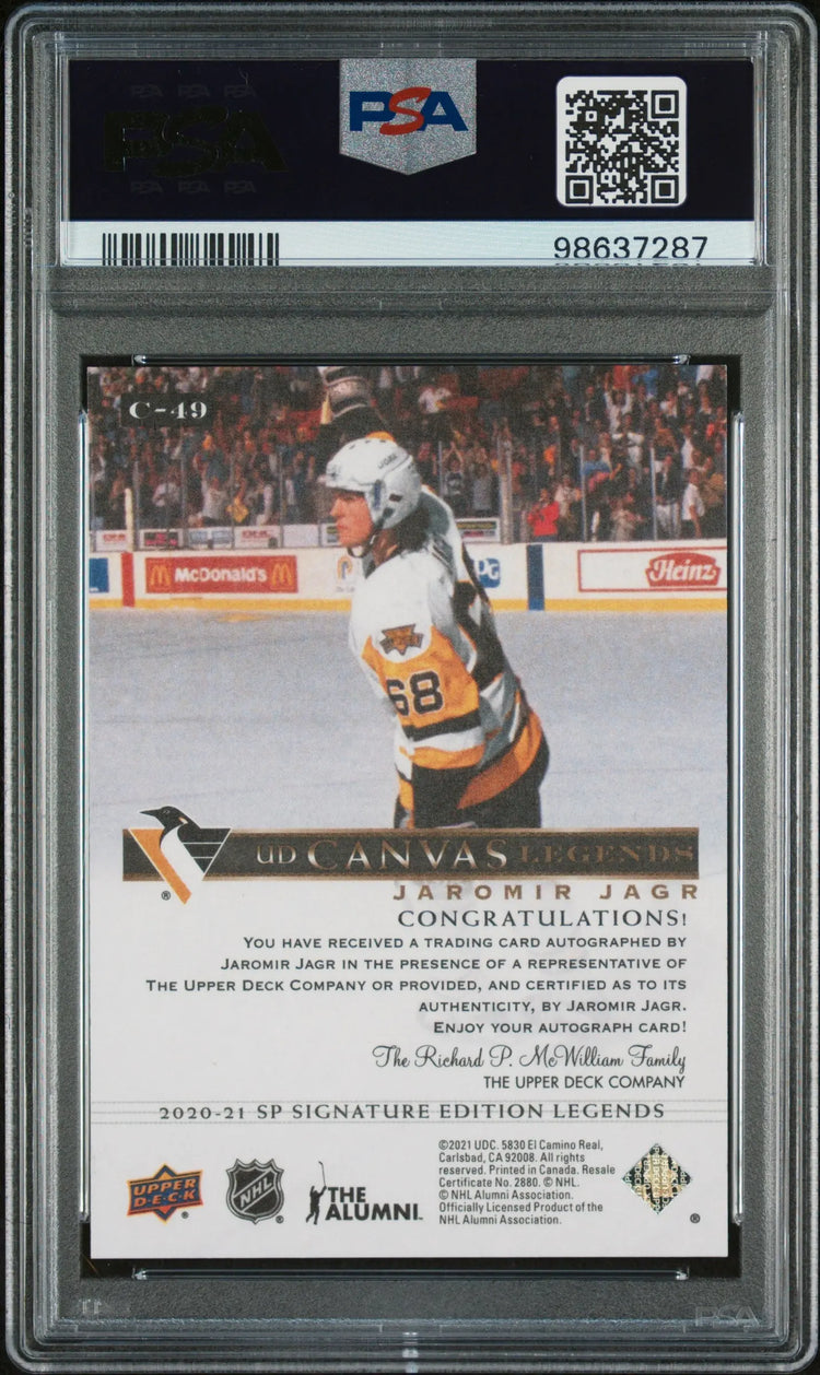 2020 Upper Deck SP Signature UD Canvas Legends Jaromir Jagr Auto PSA 10 