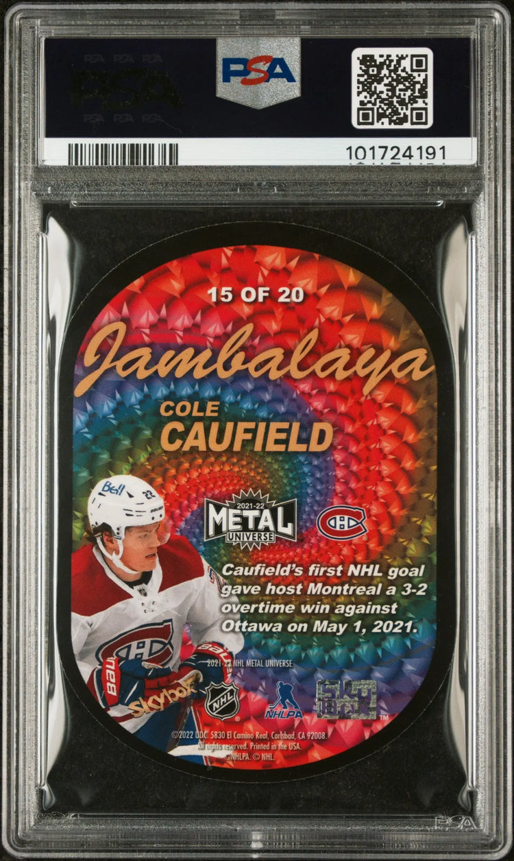 2021-2022 Skybox Metal Universe Jambalaya Cole Caufield Rookie PSA 8 #15 