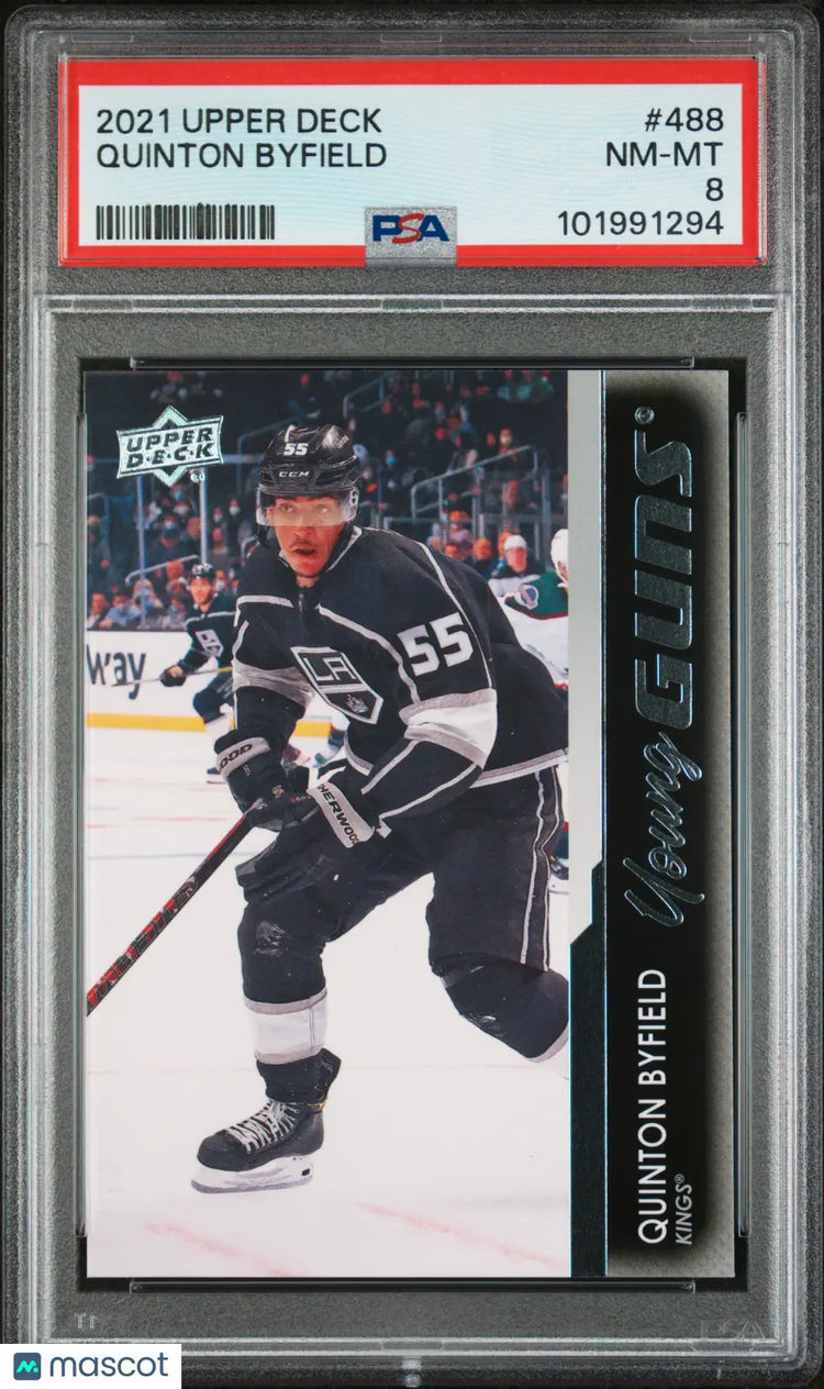 2021-2022 Upper Deck Series 2 Hockey Quinton Byfield Young Guns PSA 8 