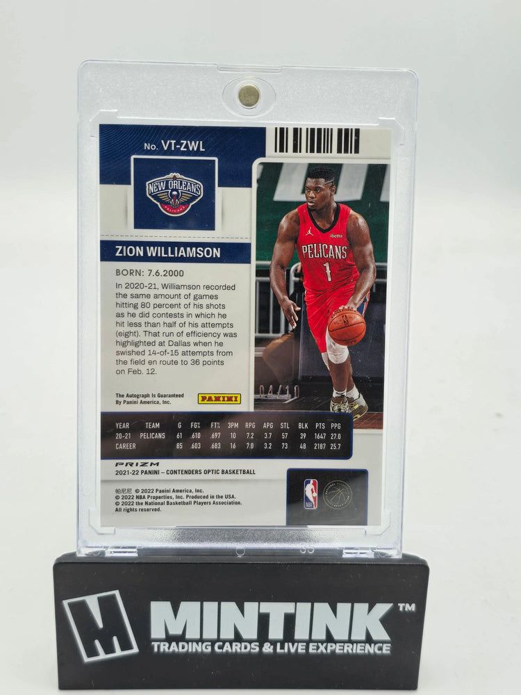 2021-22 Panini Contenders Optic Basketball Zion Williamson Veteran Ticket Auto /10 