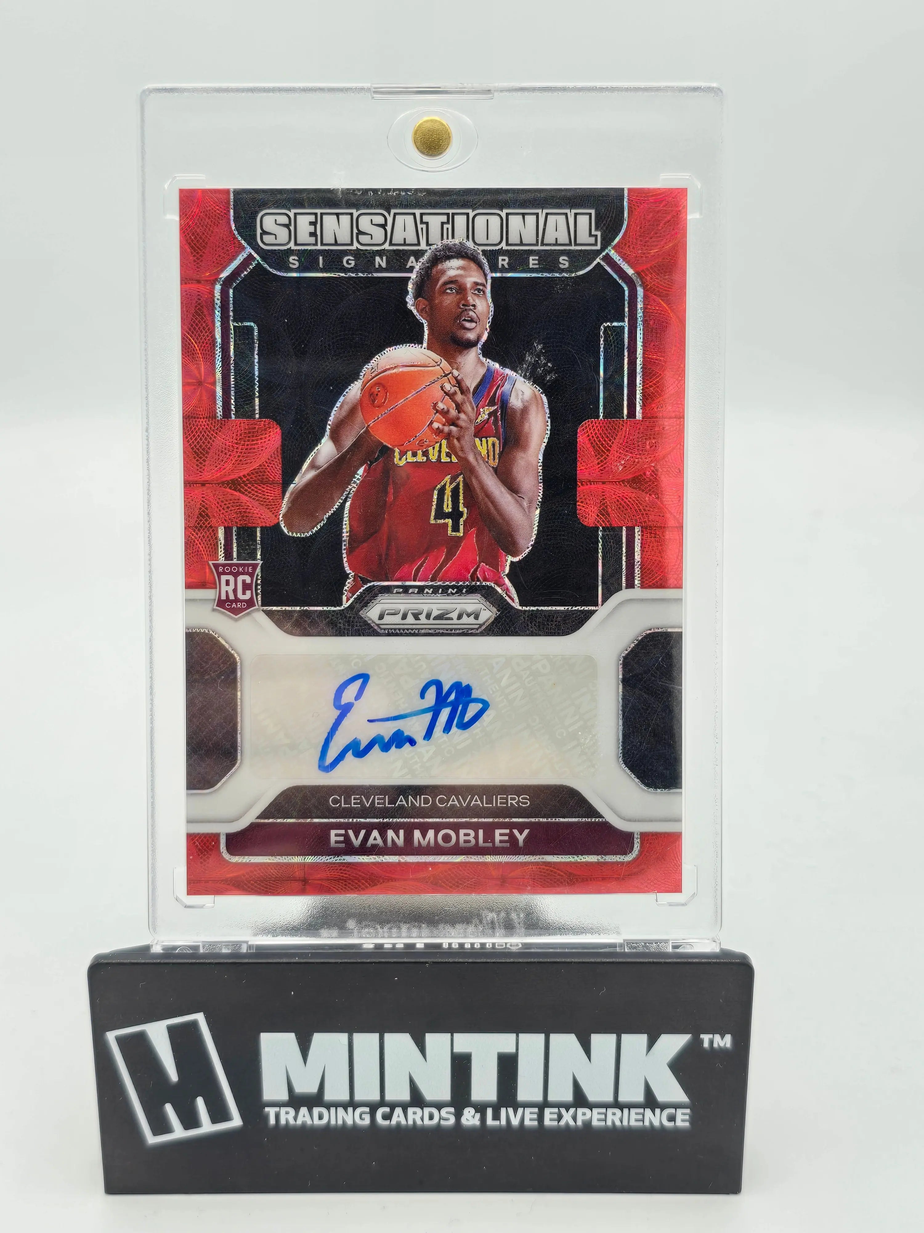 2021-22 Panini Prizm Basketball Evan Mobley RC Red Sensational Choice Auto 