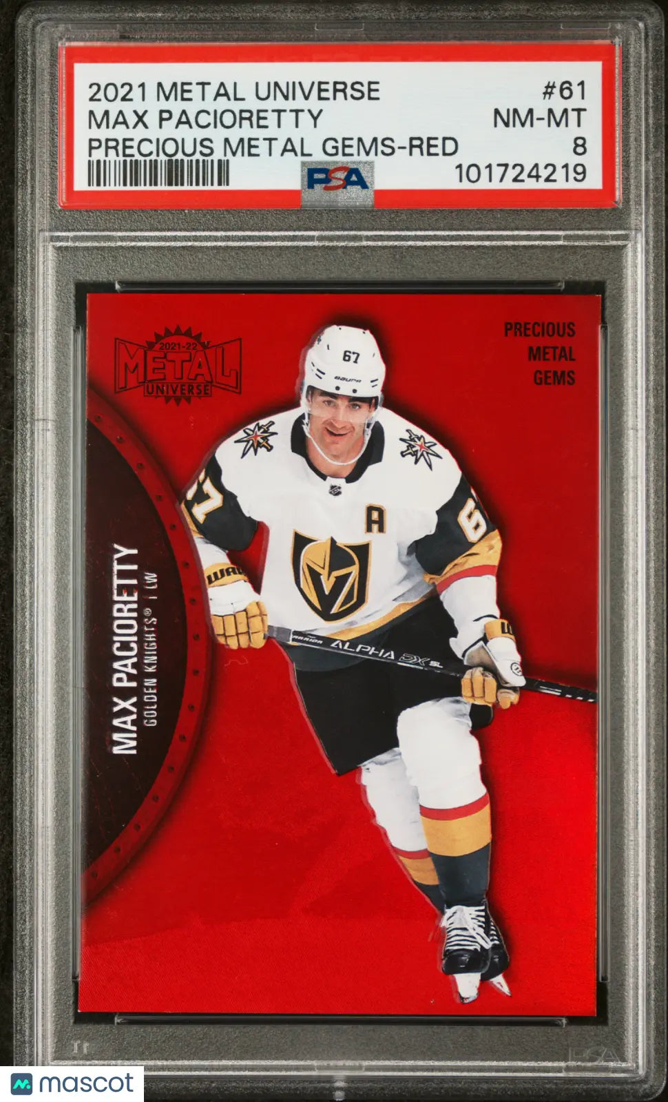 2021-22 Skybox Metal Universe Max Pacioretty Precious Metal Gems Red PSA 8 /100 