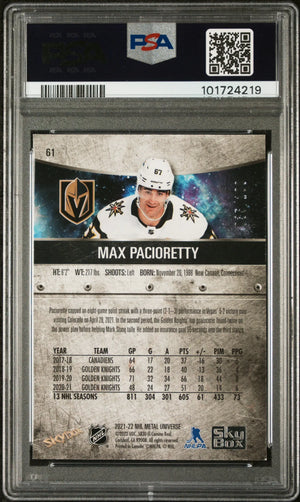 2021-22 Skybox Metal Universe Max Pacioretty Precious Metal Gems Red PSA 8 /100 