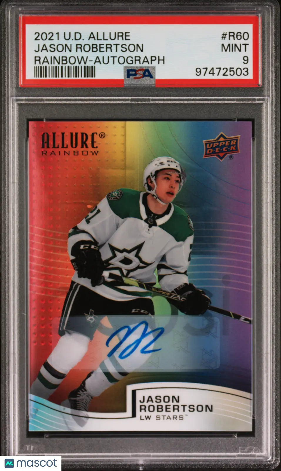 2021-22 Upper Deck Allure Full Rainbow Autograph Jason Robertson PSA 9 