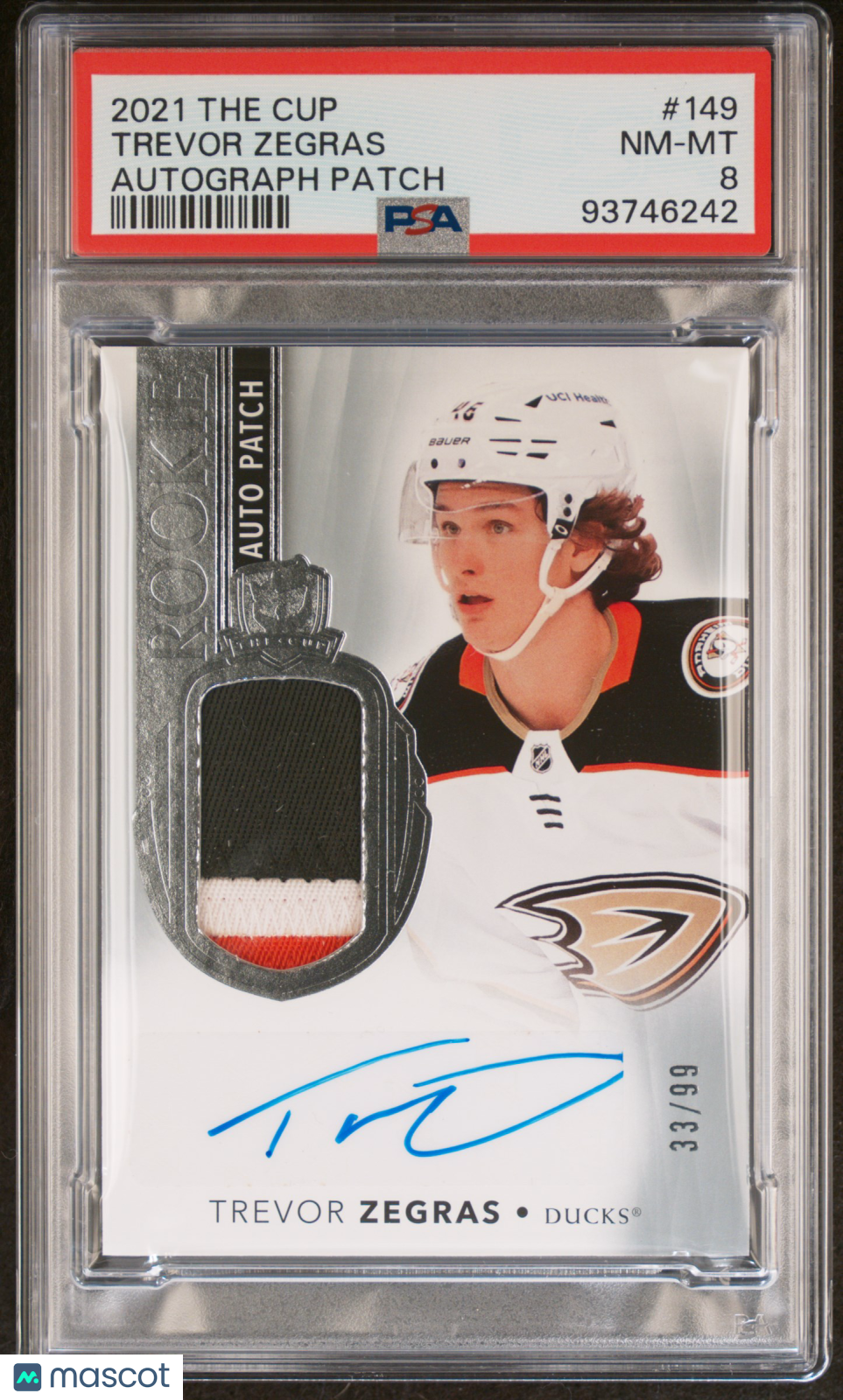 2021-22 Upper Deck The Cup Hockey Psa 8 Trevor Zegras Rookie Patch Auto /99 1