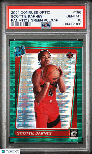 2021 Donruss Optic Rated Rookie Scottie Barnes Fanatics Green Pulsar PSA 10 