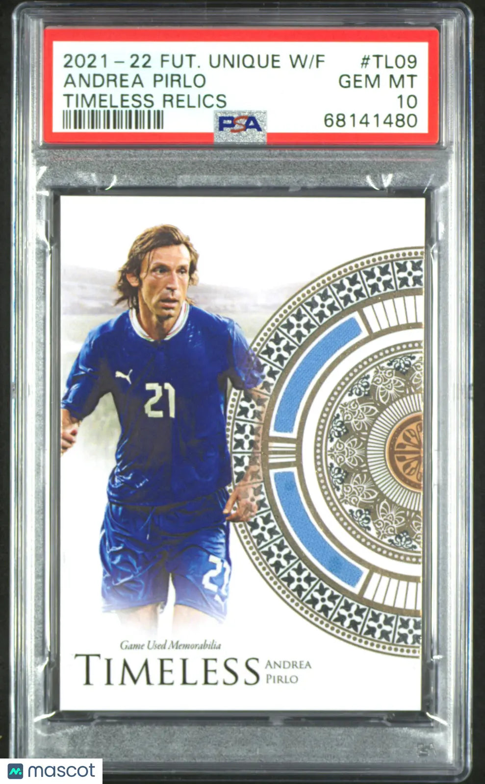 2021 Futera Unique World Football Timeless Relics Andrea Pirlo PSA 10 /26 