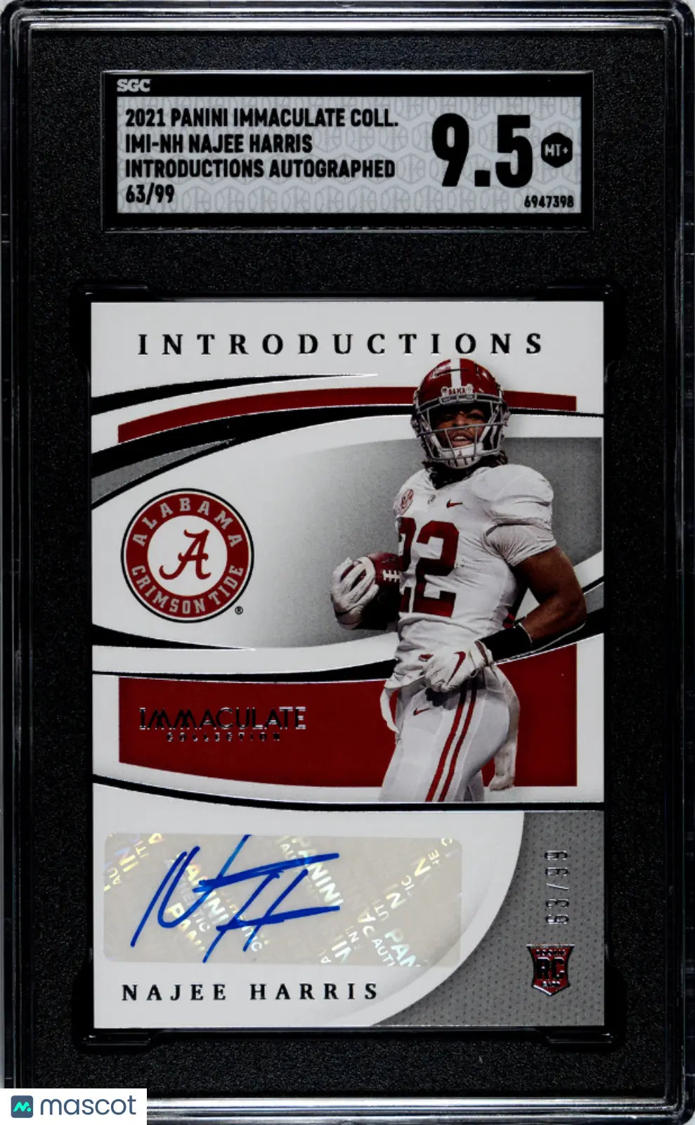 2021 Immaculate Collegiate Najee Harris RC Introductions Auto SGC 9.5 /99 