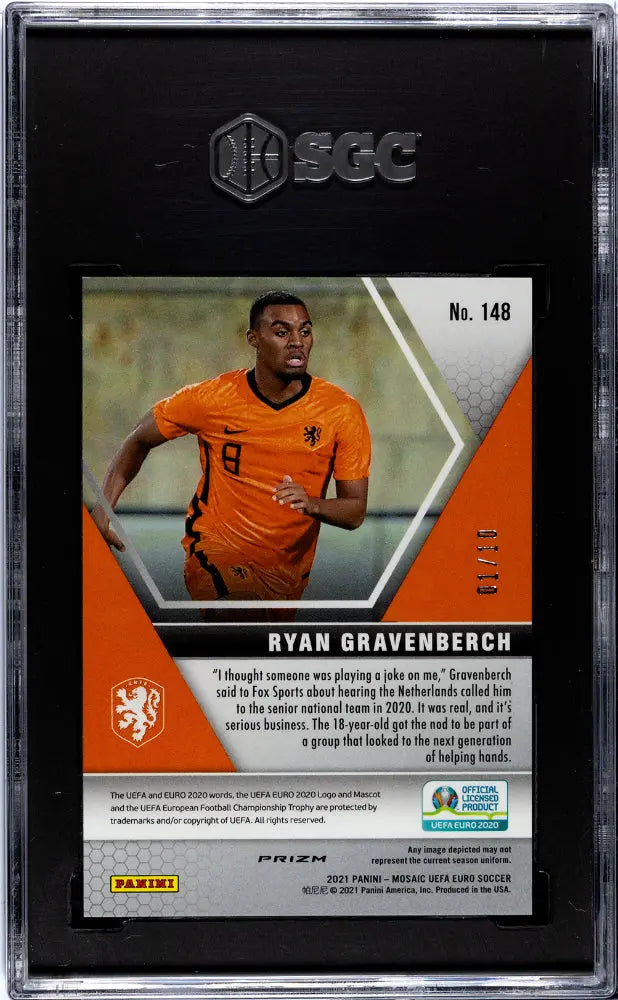 2021 Mosaic UEFA Euro Ryan Gravenberch RC Gold Circles Prizm SGC 9.5 1/10 