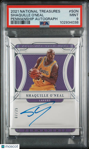 2021 National Treasures Penmanship Autographs Shaquille O'Neal PSA 9 /25 