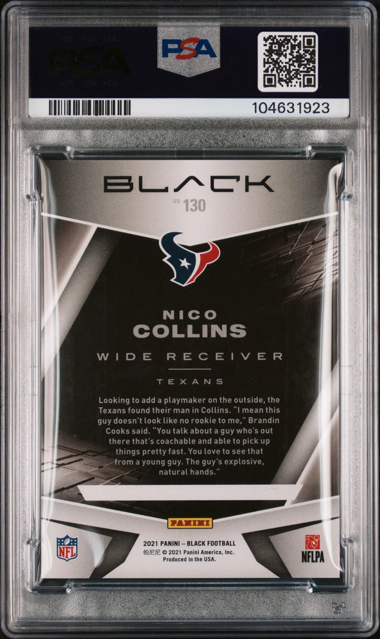 2021 Panini Black Football Nico Collins RC Rookie Sapphire PSA 8 /35 