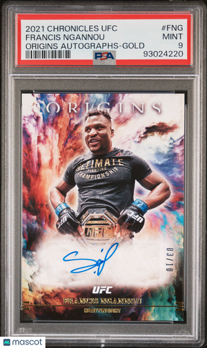 2021 Panini Chronicles Ufc Origins Psa 9 Francis Ngannou Autographs- Gold 03/10 1