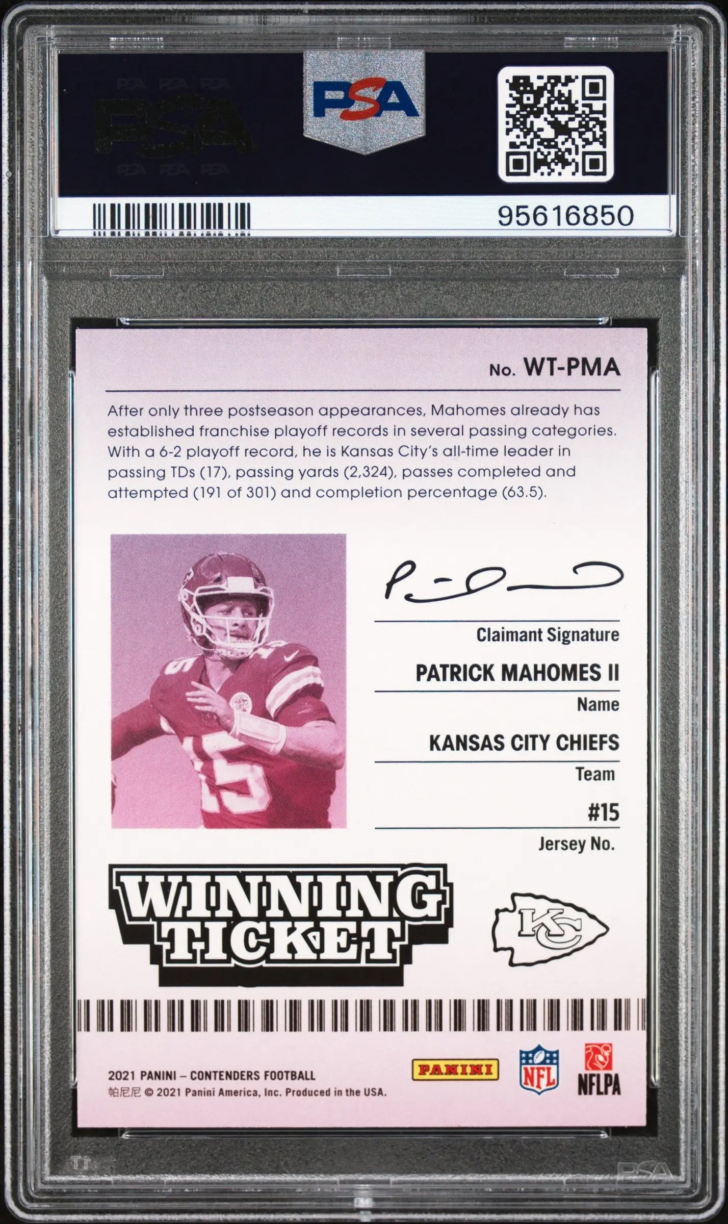 2021 Panini Contenders Winning Ticket Patrick Mahomes II #WTPMA PSA 9 