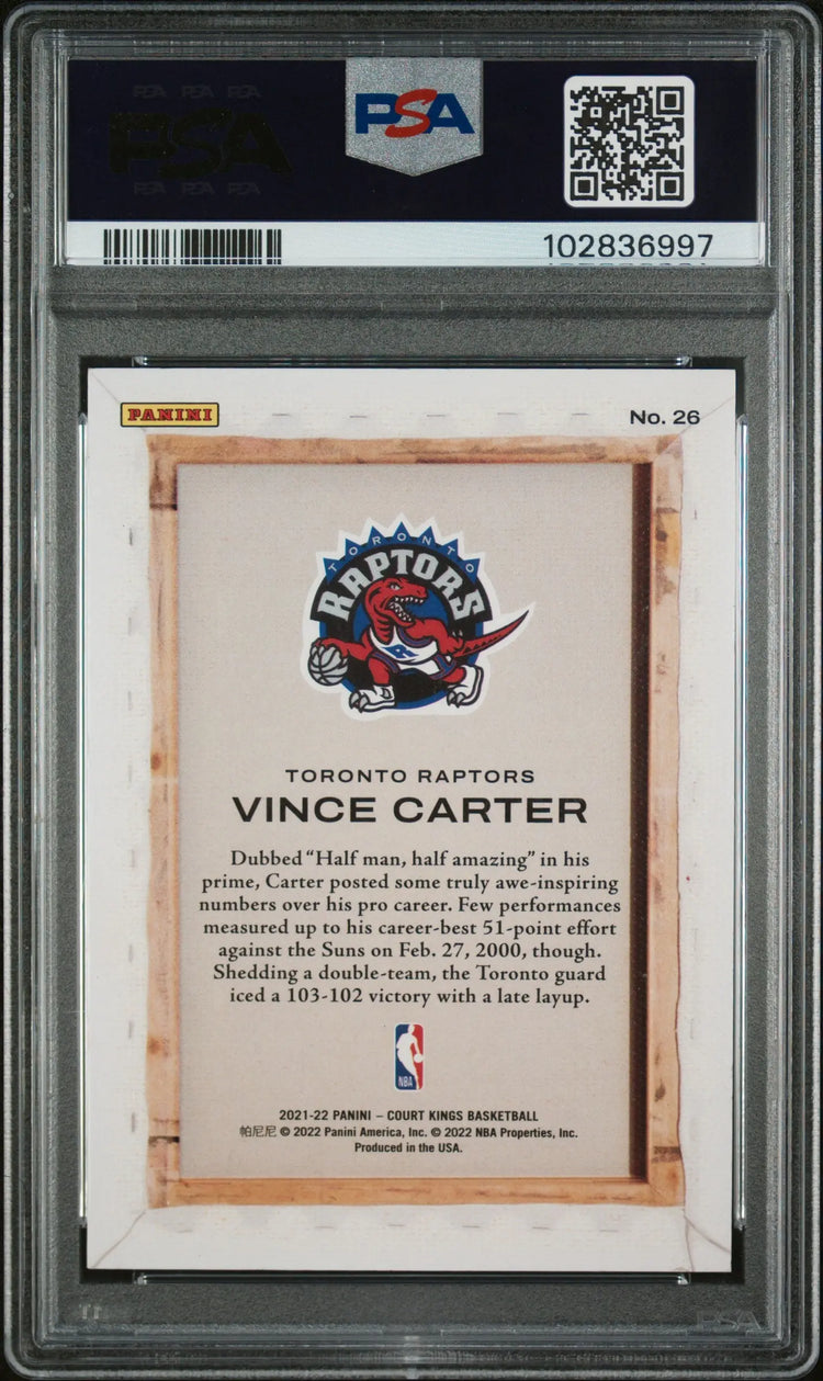 2021 Panini Court Kings Basketball Blank Slate Vince Carter #26 PSA 8 