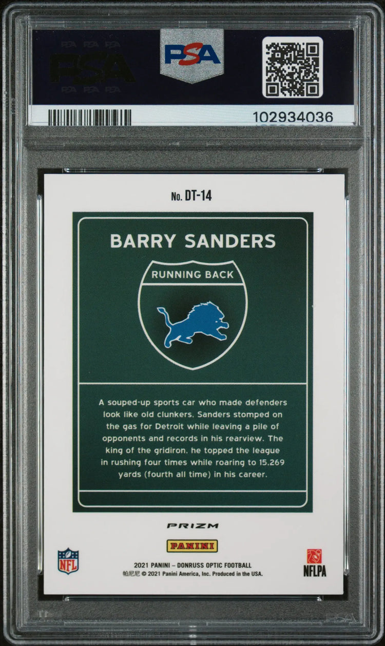 2021 Panini Donruss Optic Downtown Barry Sanders #DT14 PSA 10 