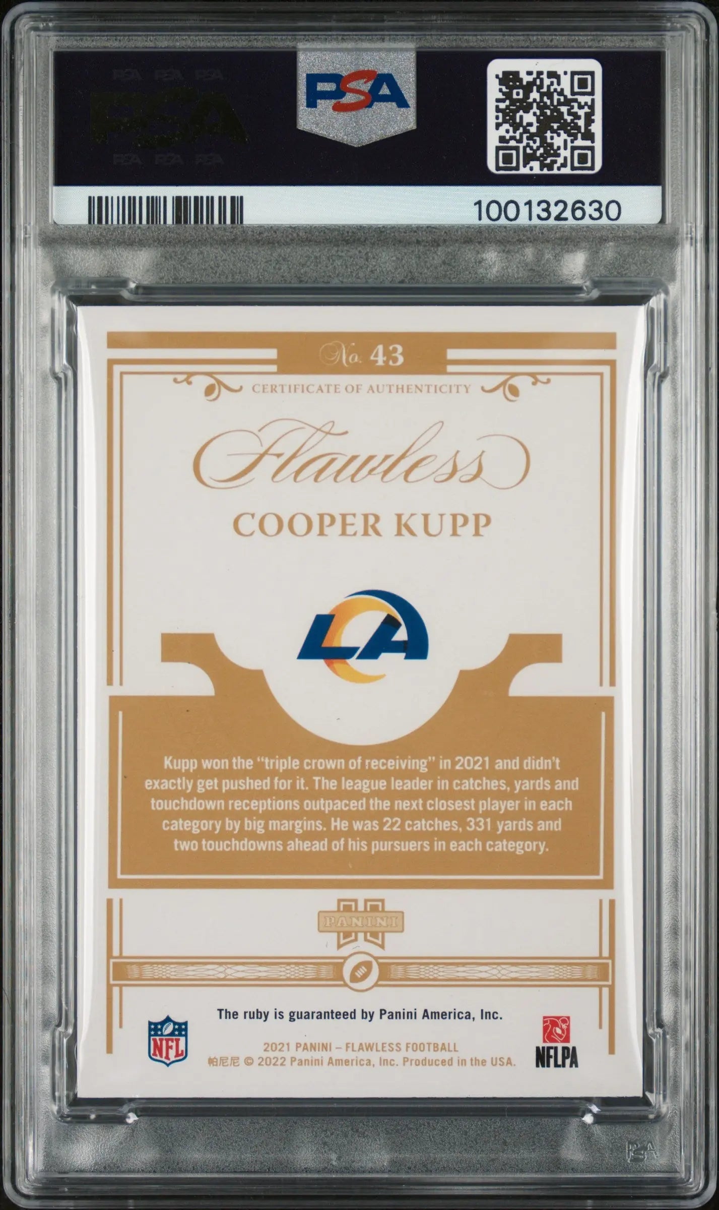 2021 Panini Flawless Football Cooper Kupp Red Ruby Relic PSA 9 /20 