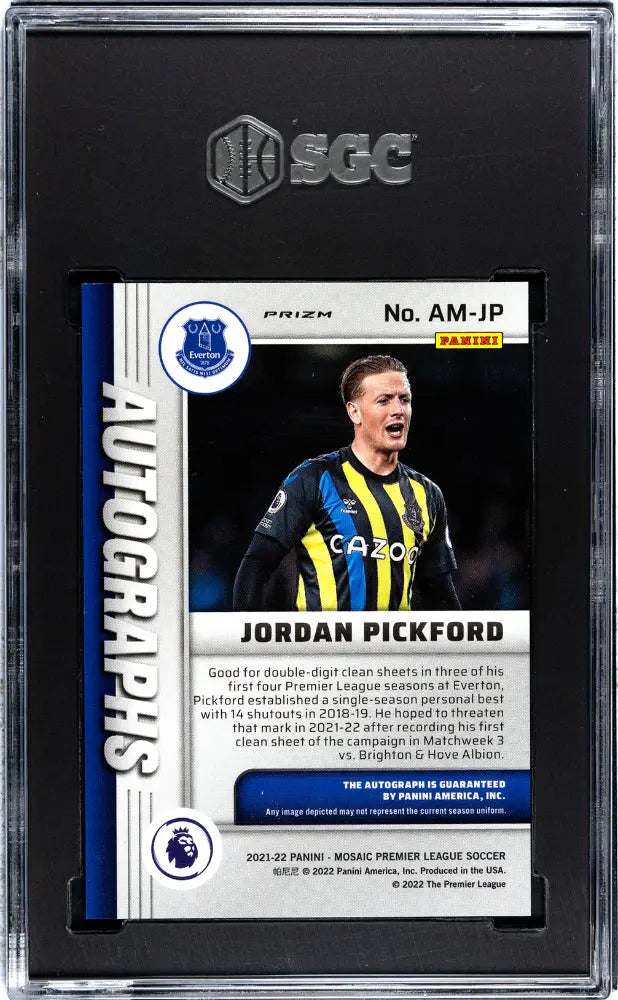 2021 Panini Mosaic Premier League Jordan Pickford Autograph SGC 9 