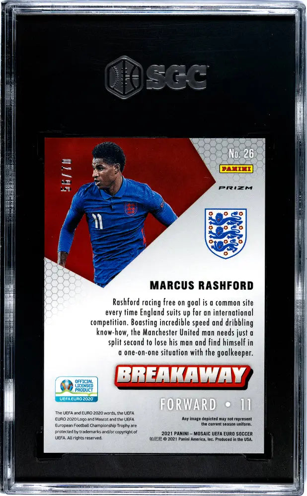 2021 Panini Mosaic UEFA Euro Marcus Rashford Breakaway Purple SGC 9.5 /70 