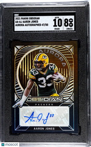 2021 Panini Obsidian Aaron Jones Aurora Auto Autograph SGC 8 /50 