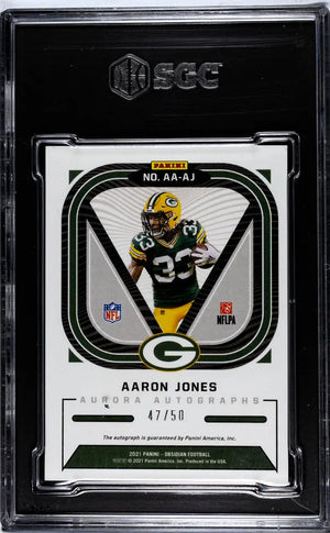 2021 Panini Obsidian Aaron Jones Aurora Auto Autograph SGC 8 /50 