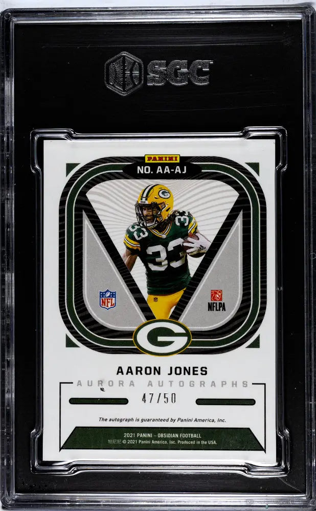 2021 Panini Obsidian Aaron Jones Aurora Auto Autograph SGC 8 /50 