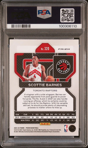 2021 Panini Prizm Basketball Scottie Barnes RC Rookie Silver Prizm PSA 9 