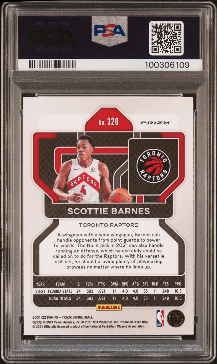 2021 Panini Prizm Basketball Scottie Barnes RC Rookie Silver Prizm PSA 9 