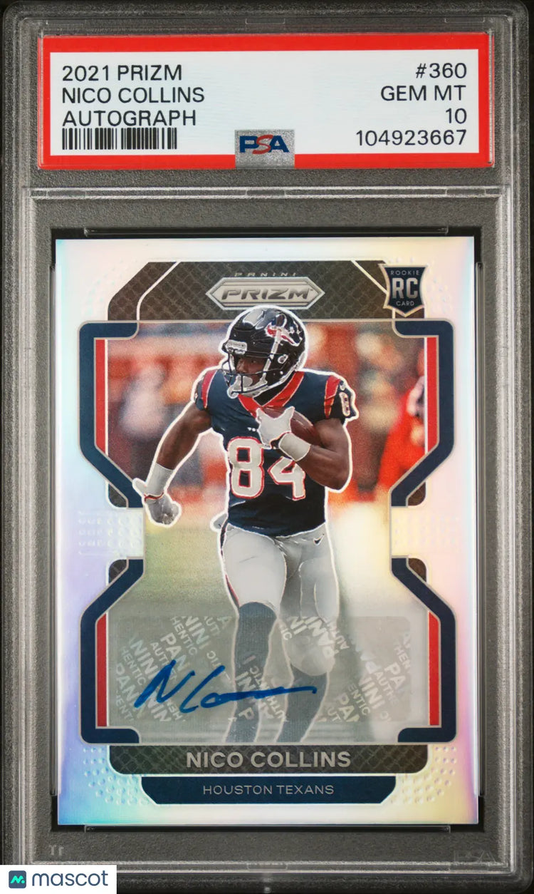 2021 Panini Prizm Football Nico Collins RC Rookie Auto Autograph PSA 10 