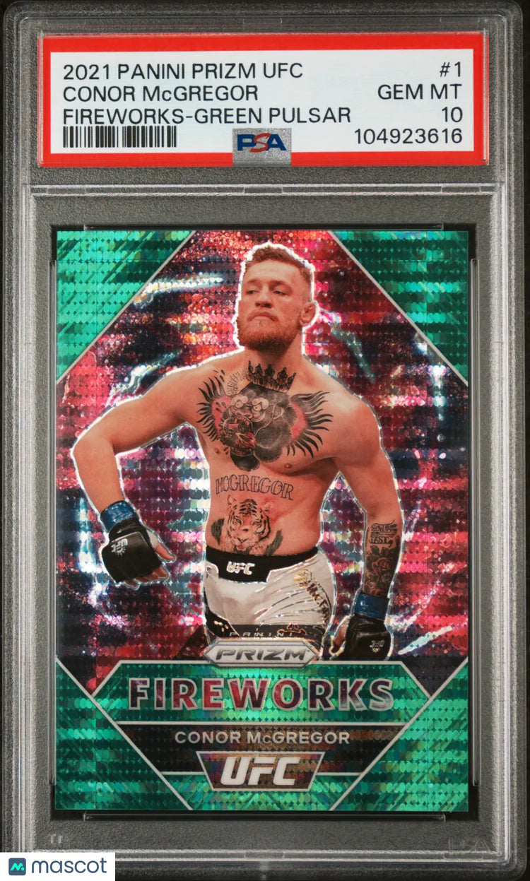 2021 Panini Prizm UFC Fireworks Conor McGregor Green Pulsar PSA 10 /25 