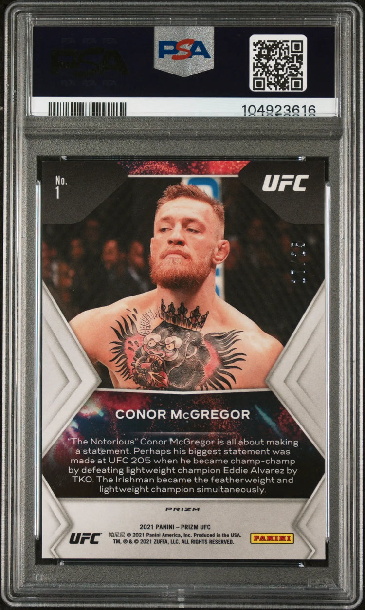 2021 Panini Prizm UFC Fireworks Conor McGregor Green Pulsar PSA 10 /25 