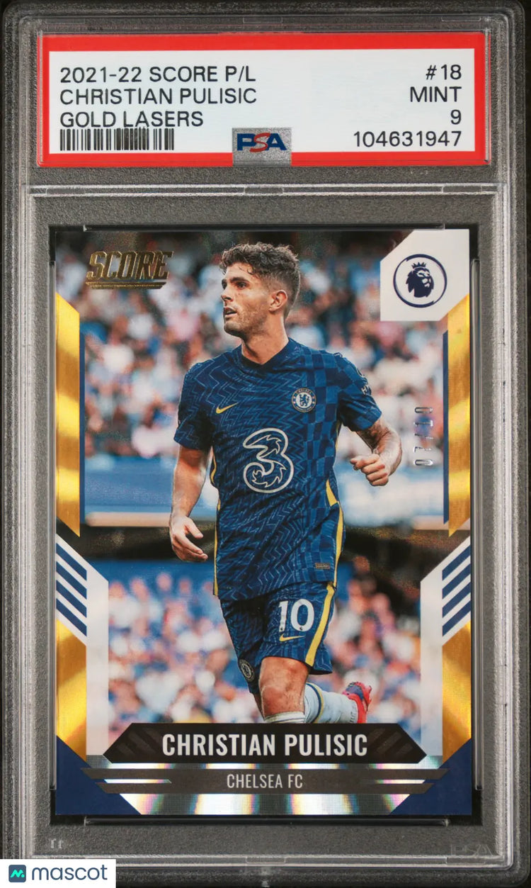 2021 Panini Score Premier League Christian Pulisic Gold Lasers PSA 9 /10 