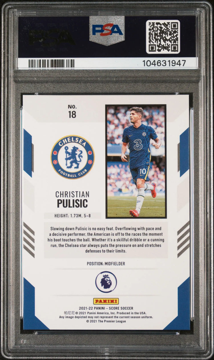 2021 Panini Score Premier League Christian Pulisic Gold Lasers PSA 9 /10 