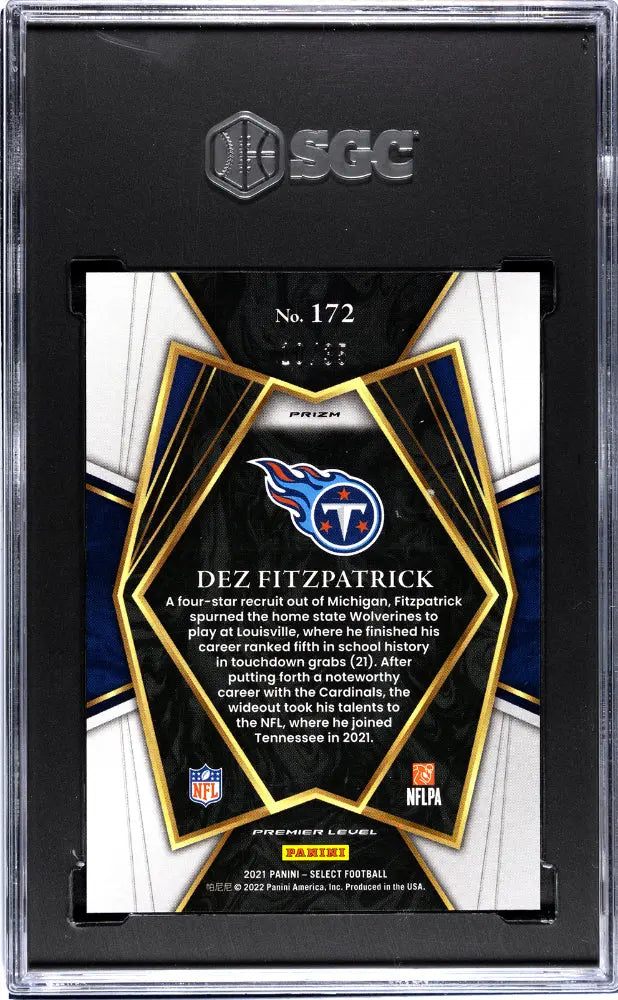 2021 Panini Select Football Dez Fitzpatrick RC Rookie White Prizm SGC 9.5 /35 