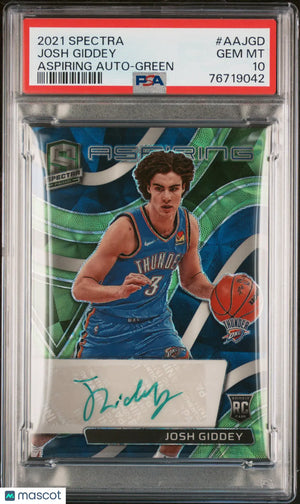 2021 Panini Spectra Aspiring Autographs Josh Giddey RC Green PSA 10 /50 