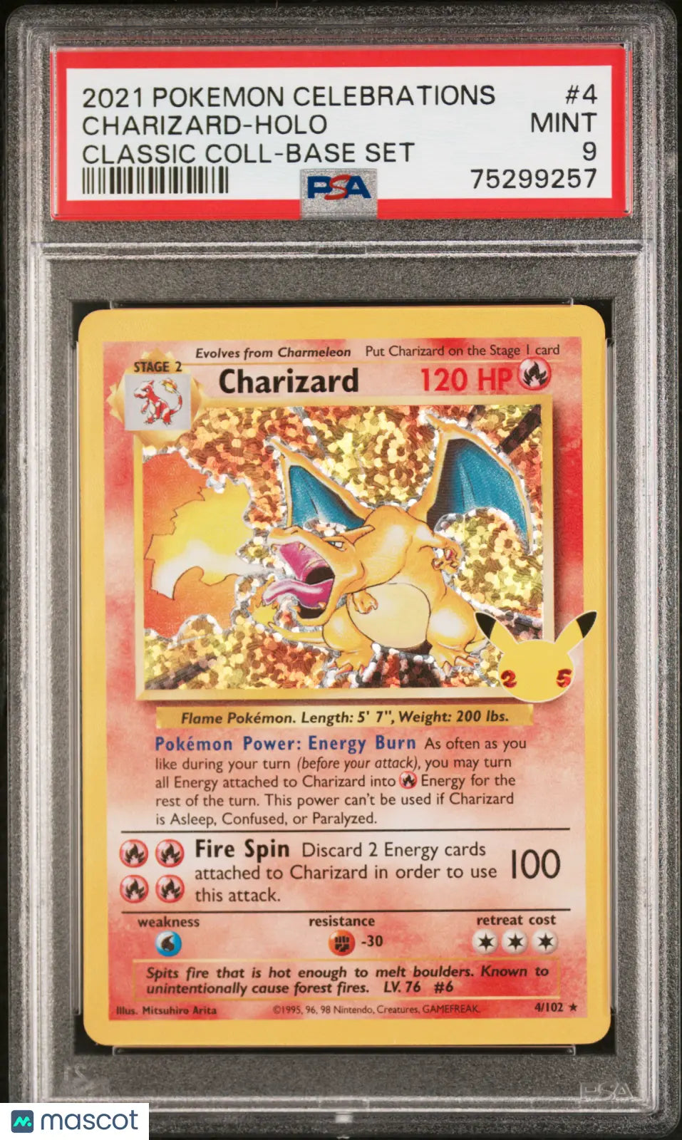 2021 Pokemon Celebrations Charizard Holo #4 Classic Coll-Base Set PSA 9 