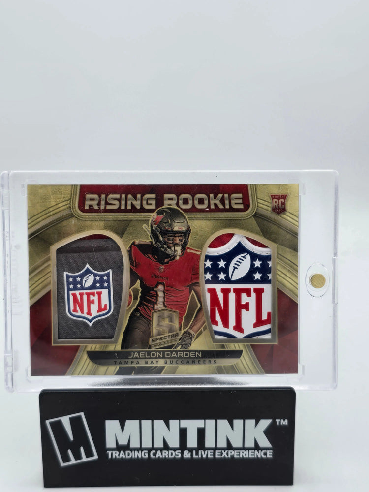 2021 Spectra Football Jaelon Darden Rising Rookies Gold Superfractor Dual NFL Patch 1/1 