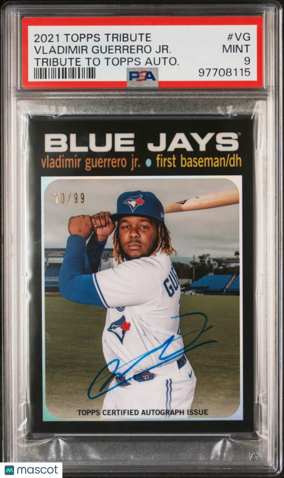 2021 Topps Tribute Tribute To Topps Autographs Vladimir Guerrero JR. PSA 9 /99 