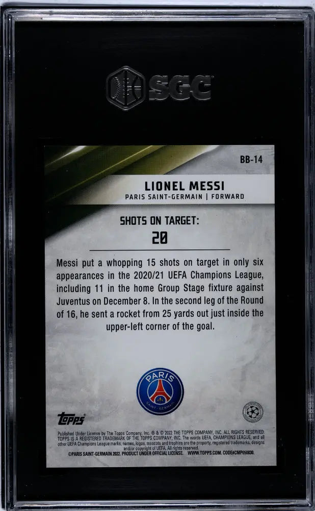 2021 Topps UEFA Champions League Lionel Messi Best Of The Best SGC 10 