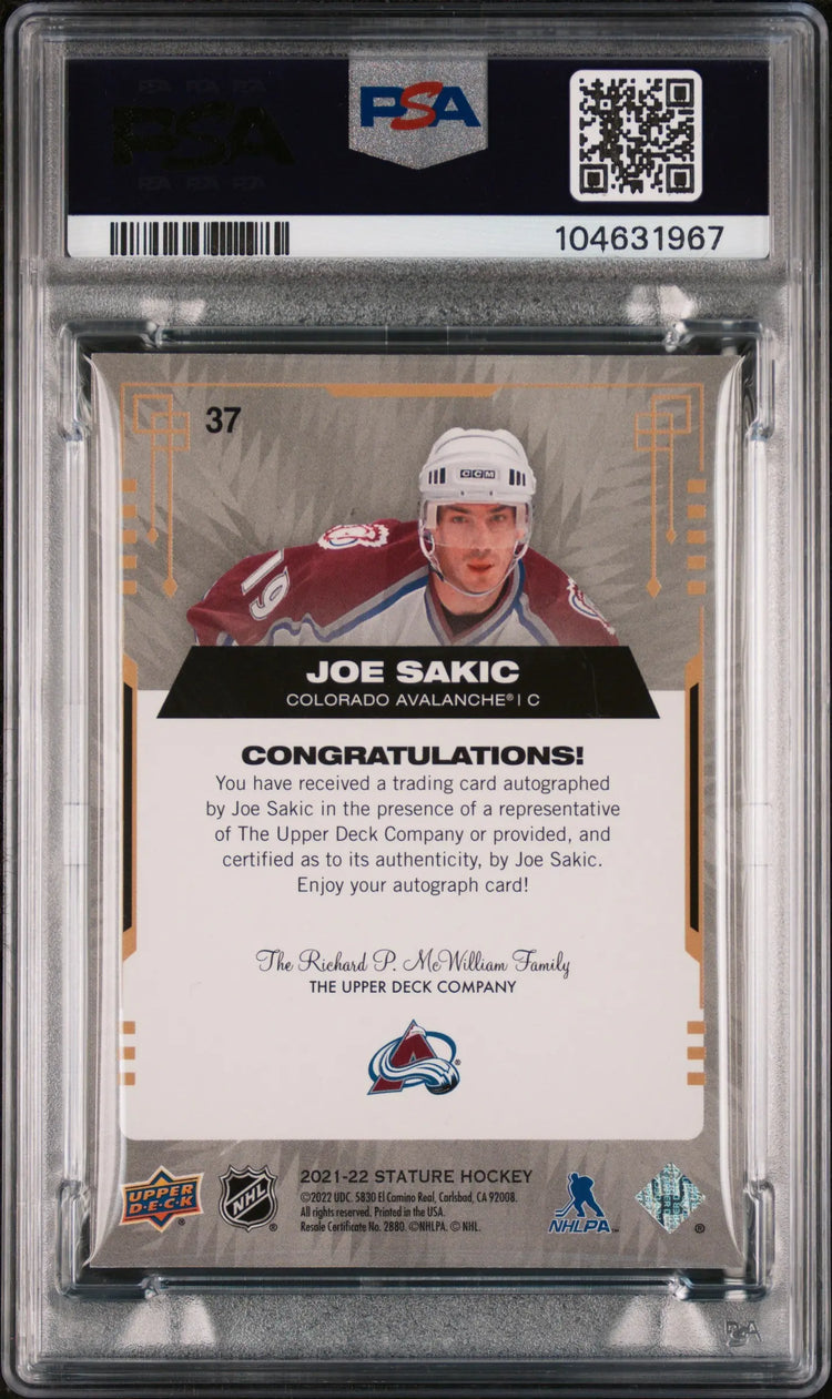 2021 Upper Deck Stature Joe Sakic Autograph Auto PSA 9 #37 