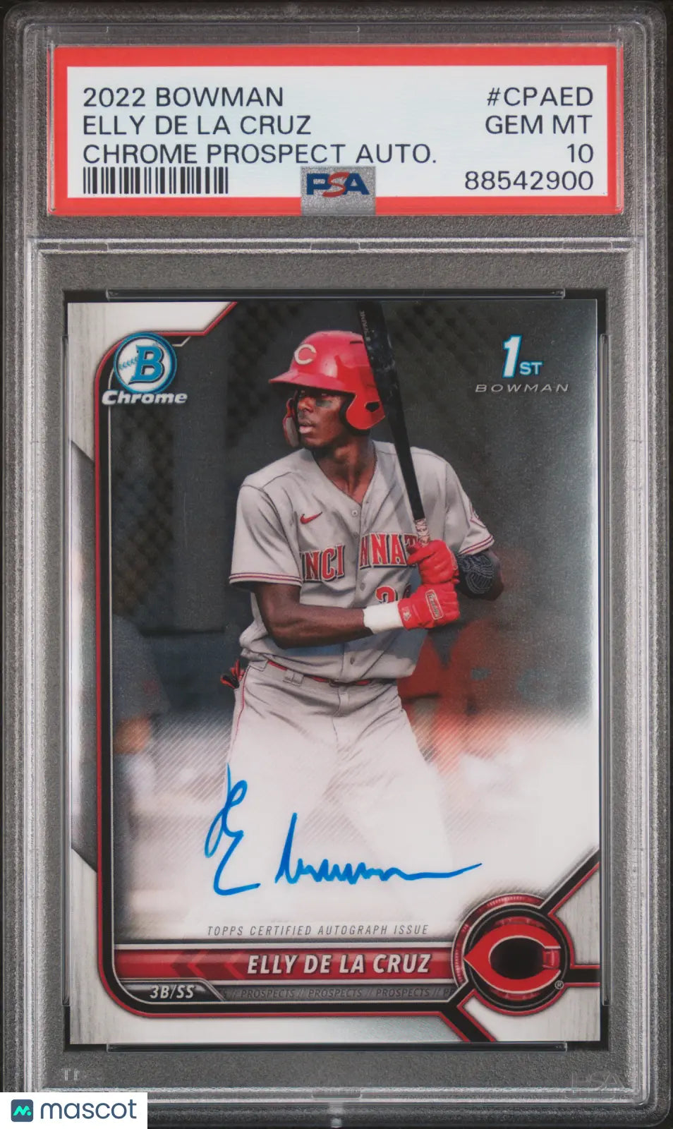 2022 1st Bowman Chrome Prospect Autographs Elly De La Cruz RC PSA 10 