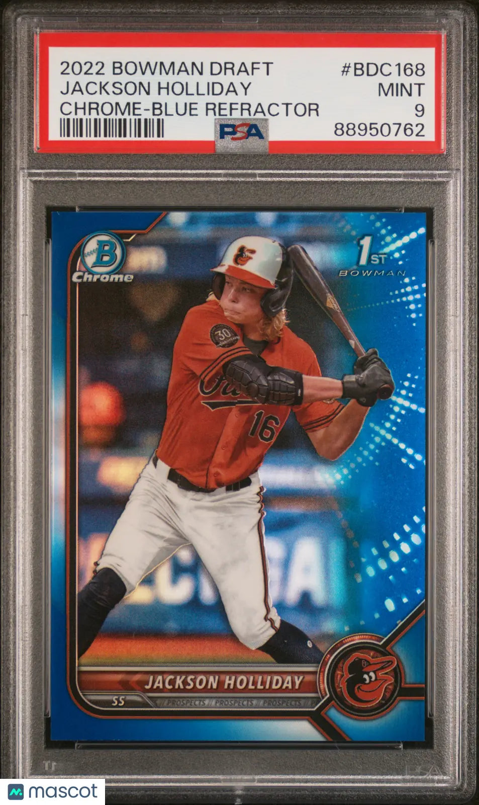 2022 1st Bowman Draft Chrome Jackson Holliday Blue Refractor PSA 9 /150 