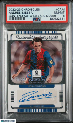 2022-23 Chronicles Contenders Autographs Andres Iniesta LA Liga Silver PSA 8 /10 