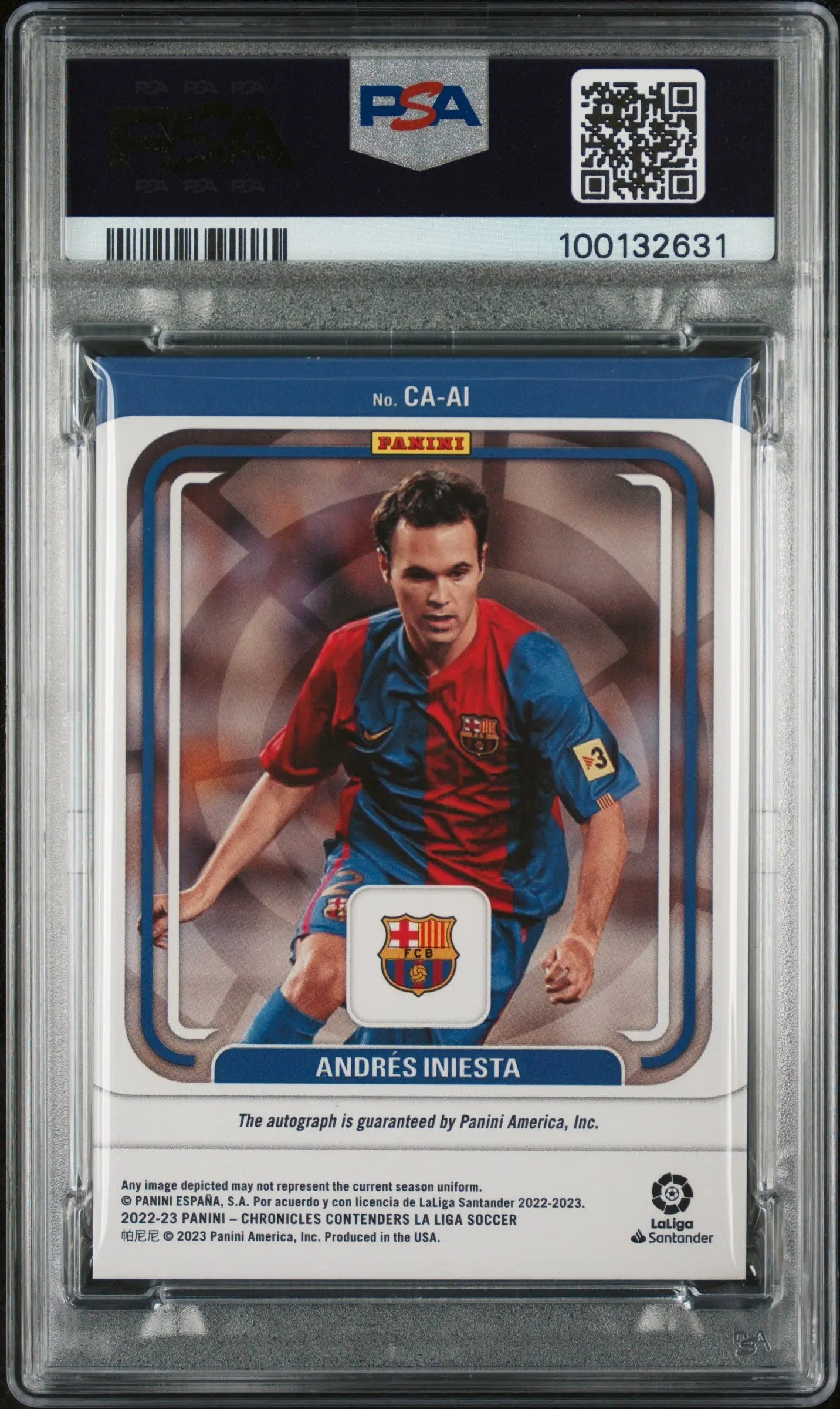 2022-23 Chronicles Contenders Autographs Andres Iniesta LA Liga Silver PSA 8 /10 