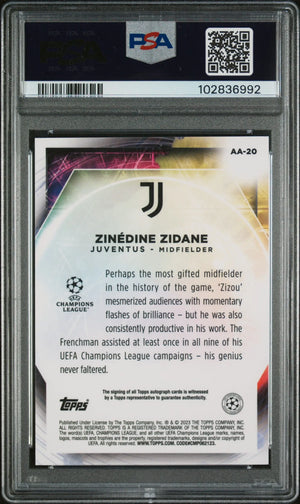 2022-23 Merlin Chrome UEFA CC Ageless Alchemy Zinedine Zidane Auto PSA 8 /100 