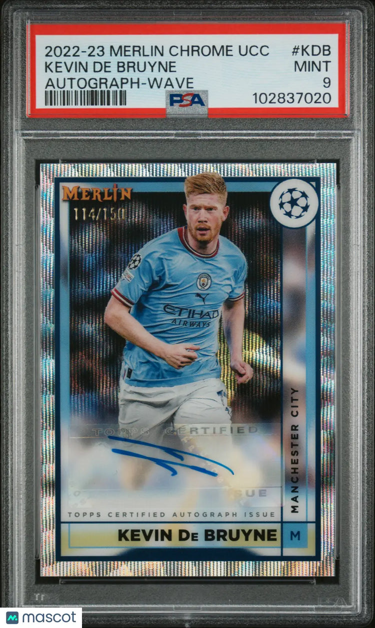 2022-23 Merlin Chrome UEFA Club Competitions Auto Kevin De Bruyne PSA 9 /150 