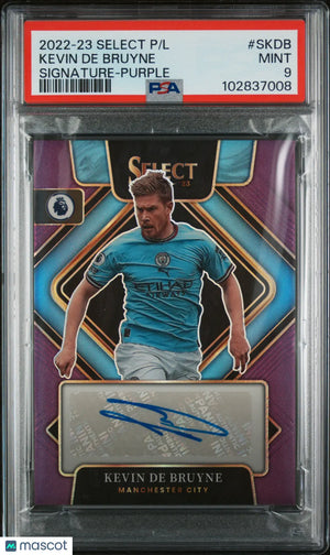 2022-23 Select Premier League Signatures Auto Purple Kevin De Bruyne PSA 9 /49 